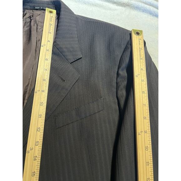 Armani Collezioni Mens 46L 39x31 Brown Black Stripe Designer Luxury Suit - Picture 12 of 16